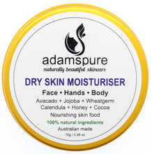 Load image into Gallery viewer, Dry Skin moisturiser, for face hands and body. 100% natural ingredients Avocado Jojoba Wheatgerm Calendula Honey and Cocoa. Nourishing skin food
