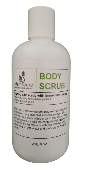 All natural body scrub made in Australia. Organic salt scrub with immediate results
