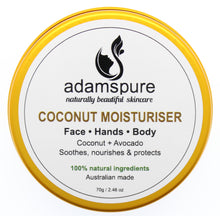 Load image into Gallery viewer, Coconut Moisturiser for face hands and body. 100% natural ingredients, Australian Made