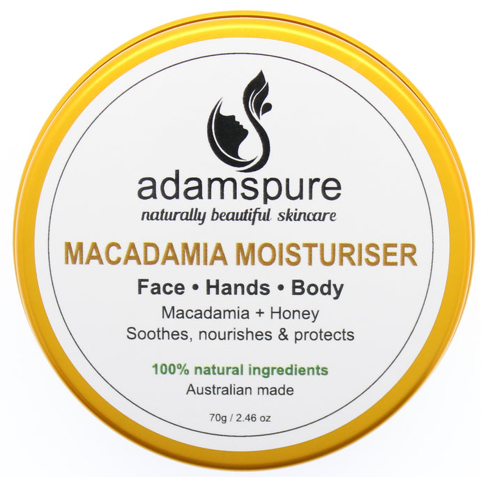 Macadamia Moisturiser, Soothes nourishes and protects. Made in Australia 100% natural ingredients. 