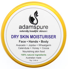 Load image into Gallery viewer, Dry Skin moisturiser, for face hands and body. 100% natural ingredients Avocado Jojoba Wheatgerm Calendula Honey and Cocoa. Nourishing skin food 